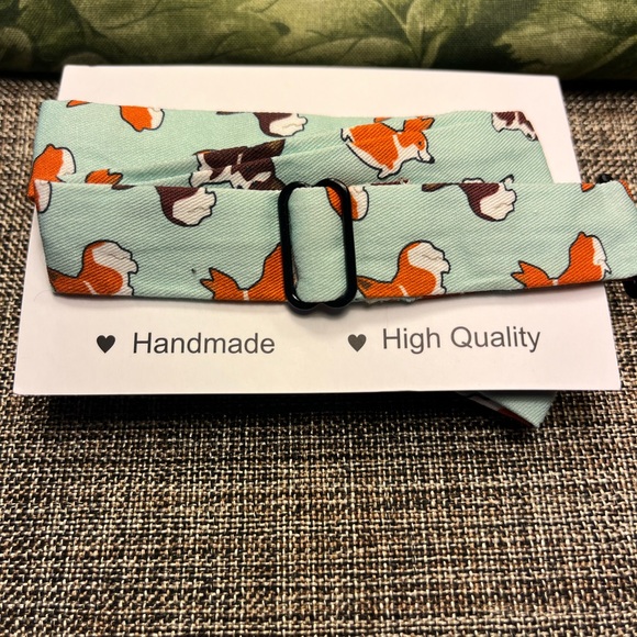 76-PTT NWT OCIA Handmade Toddlers Green With Corgis Dogs Bow Tie High Quality - Picture 7 of 9
